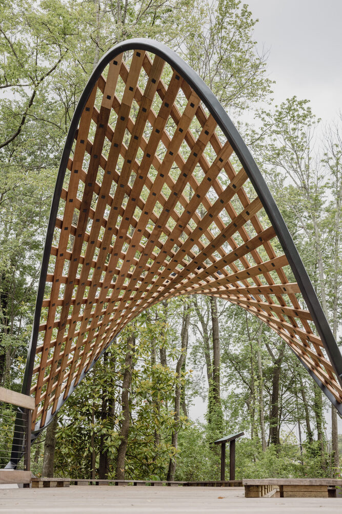 Hand-forged Reedy River Wetlands structure near Unity Park in Greenville, SC