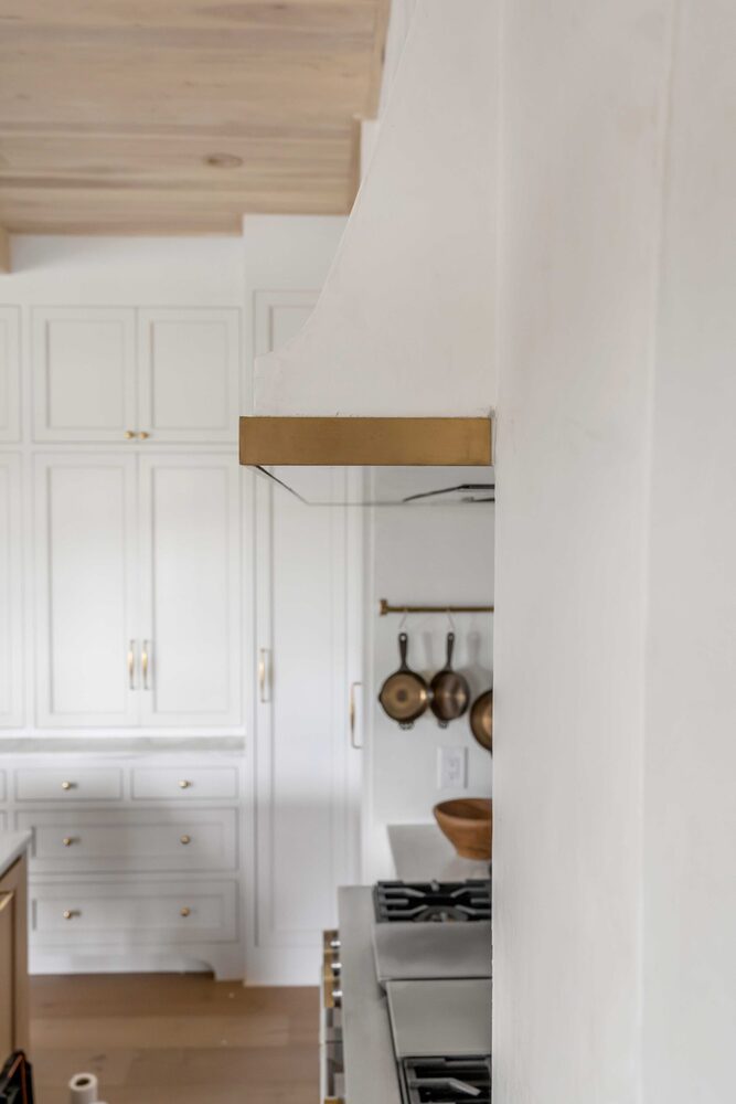 Detail of the brass elements on the Southern Living Idea House range hood